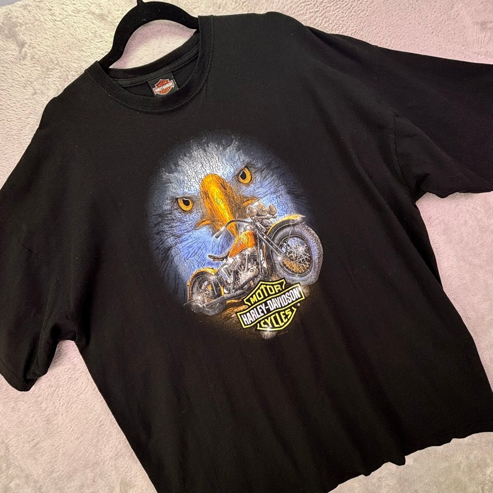 Harley Davidson Mens T-Shirt XXXL Black Fargo North Dakota Eagle Buffalo Graphic